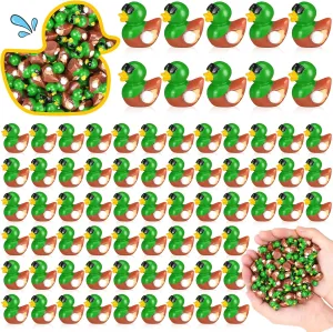 Sotiff 100 Pcs Mini Resin Mallard Ducks Bulk Tiny Miniature Duck Party Favors Micro Landscape DIY Decoration for Goodie Bags Stuffers Class Rewards Return Gifts