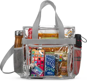 SP HOME GOODS Stadium Approved Clear lunch Bag (Grey) with Adjustable Strap, Front Storage Compartment, and Mesh Pockets…