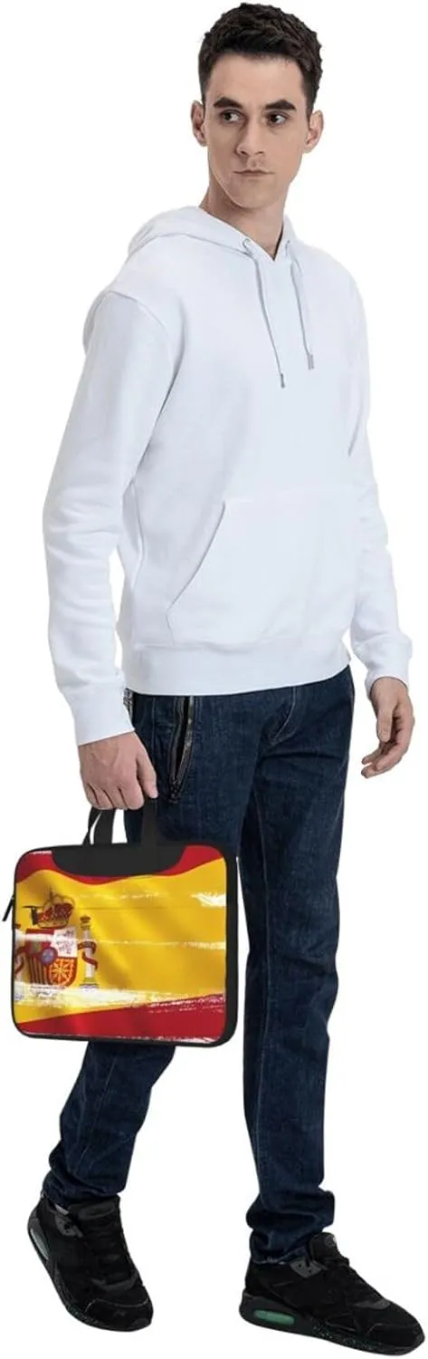 Spain Flag Laptop Shoulder Bag,# Ultra Slim And Portable, With Padded Shoulder Strap And Handleã€‚