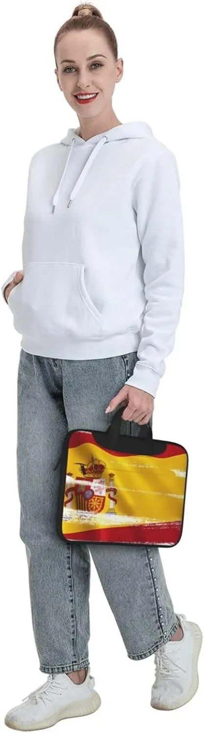 Spain Flag Laptop Shoulder Bag,# Ultra Slim And Portable, With Padded Shoulder Strap And Handleã€‚