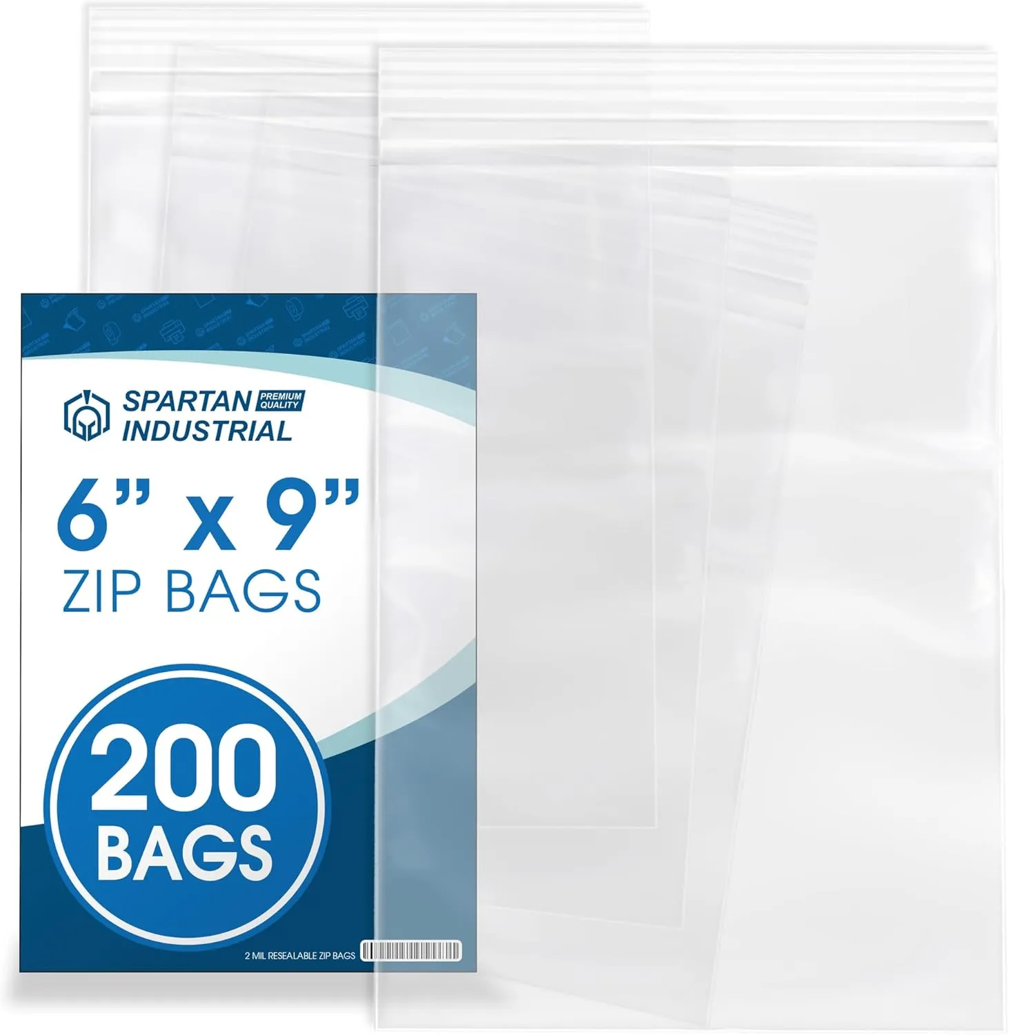 Spartan Industrial - 6” X 9” (200 Count) Quart Clear Reclosable Zip Plastic Poly Bags with Resealable Lock Seal Zipper - 2 Mil