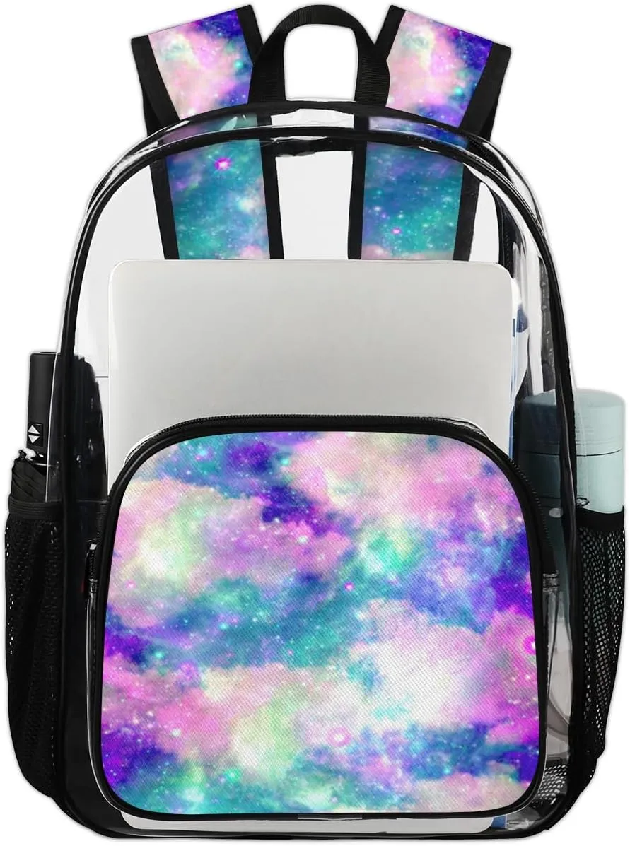 Spectacular Star Clear Backpack Heavy Duty Large Stadium Approved Clear Bag PVC See Through Transparent Backpack Work Travel Security Stadium Bag