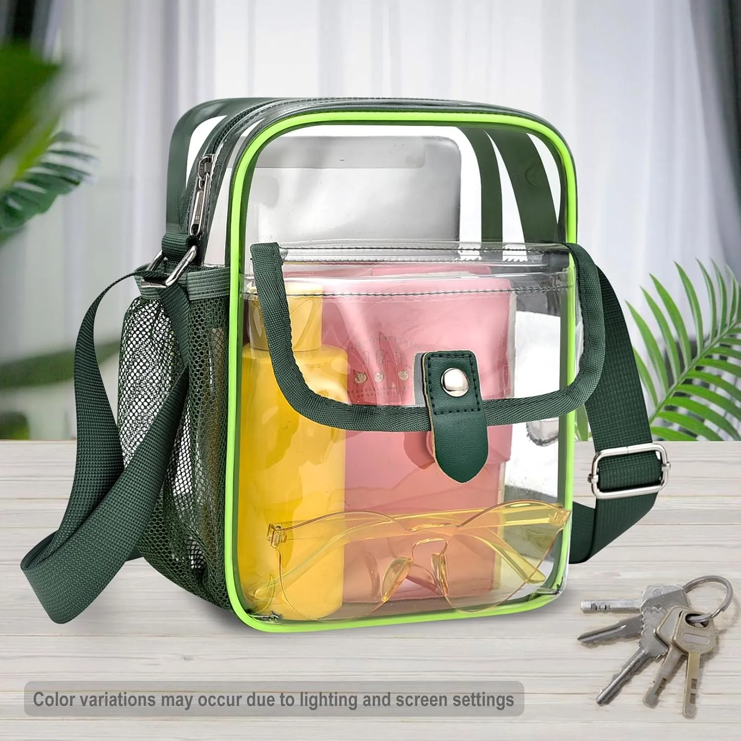 SPODEARS Clear Crossbody Bag for Stadium Events & Concerts - Adjustable Shoulder Strap Purse with 1 Bottle Holder