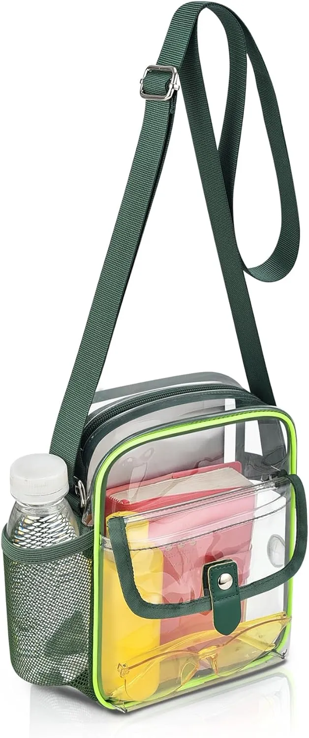 SPODEARS Clear Crossbody Bag for Stadium Events & Concerts - Adjustable Shoulder Strap Purse with 1 Bottle Holder