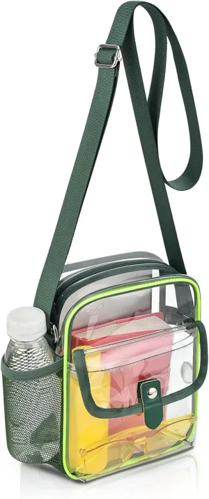 SPODEARS Clear Crossbody Bag for Stadium Events & Concerts - Adjustable Shoulder Strap Purse with 1 Bottle Holder
