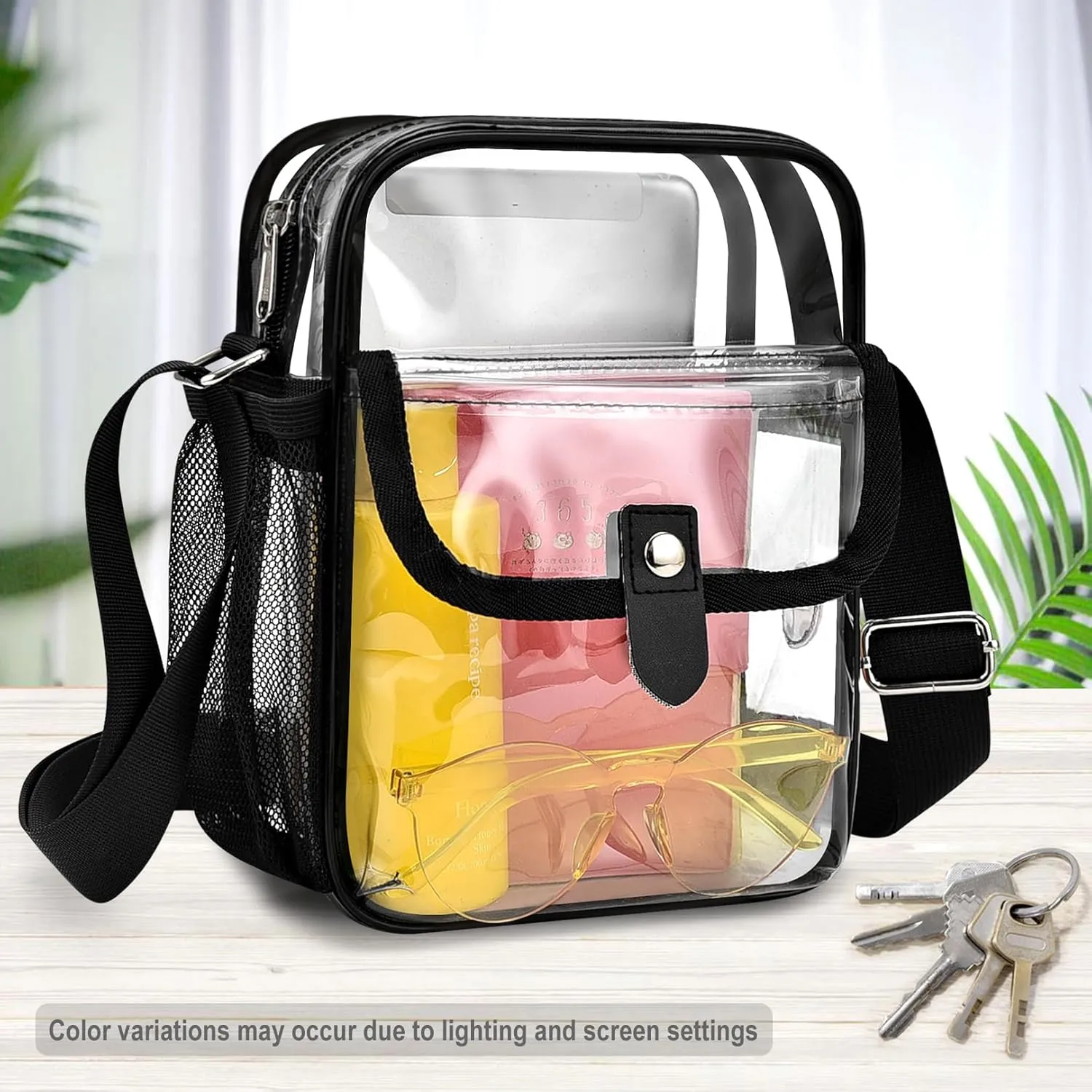 SPODEARS Clear Crossbody Bag for Stadium Events & Concerts - Adjustable Shoulder Strap Purse with 1 Bottle Holder