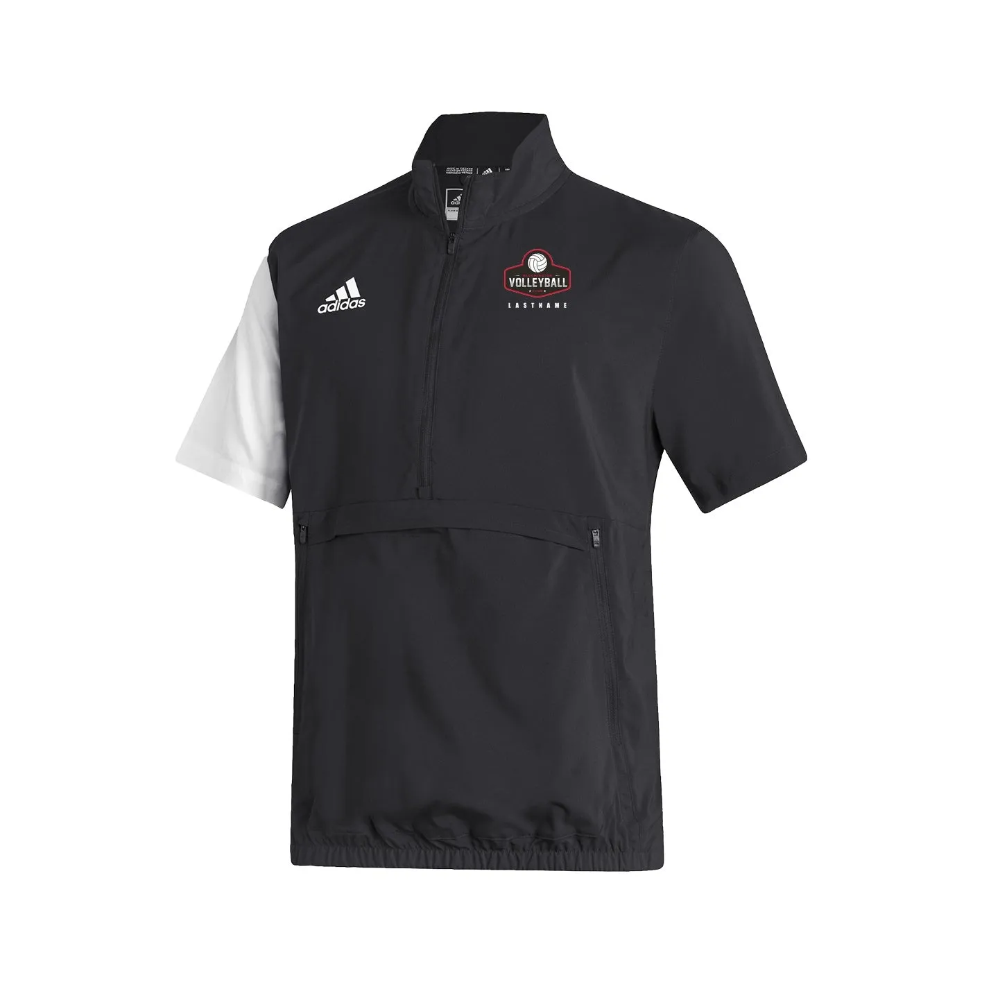 Stadium 1/4 Zip Woven Short Sleeve - black - white