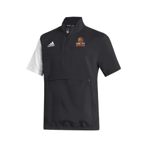 Stadium 1/4 Zip Woven Short Sleeve - black - white