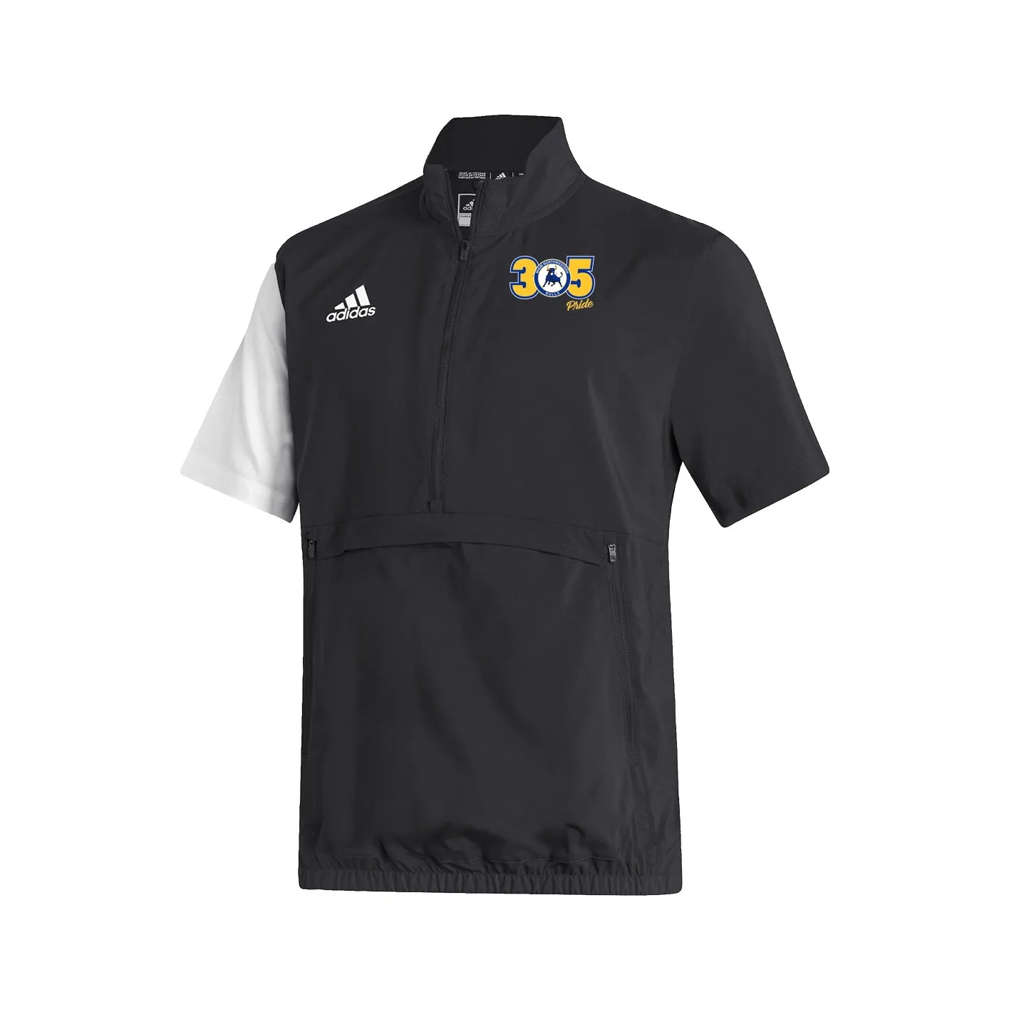 Stadium 1/4 Zip Woven Short Sleeve - black - white