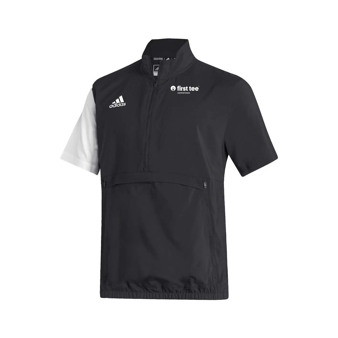 Stadium 1/4 Zip Woven Short Sleeve - black - white