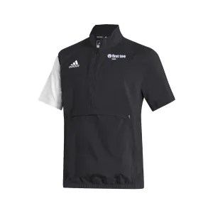 Stadium 1/4 Zip Woven Short Sleeve - black - white