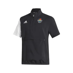 Stadium 1/4 Zip Woven Short Sleeve - black - white