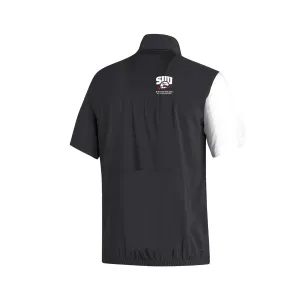 Stadium 1/4 Zip Woven Short Sleeve - Black - White