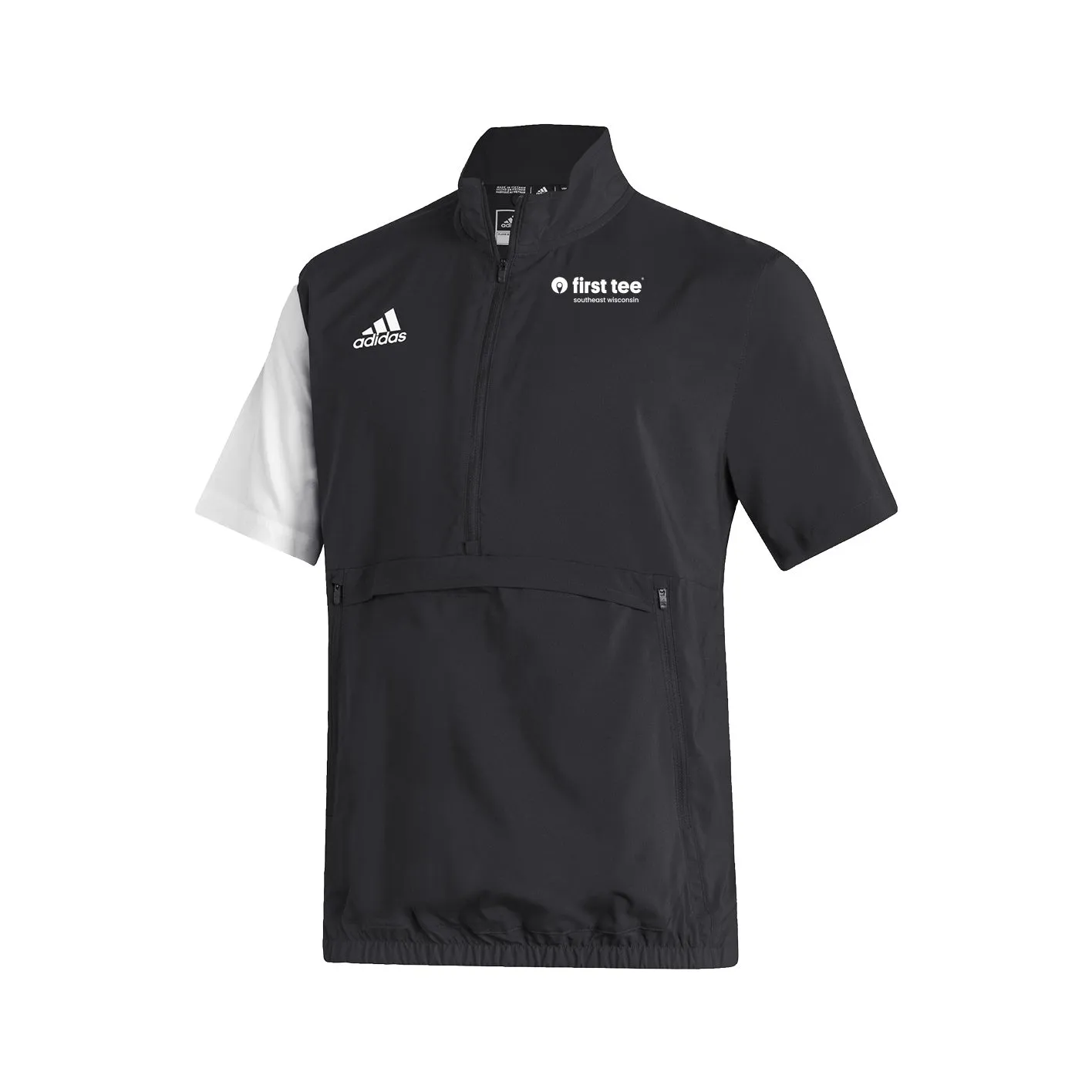 Stadium 1/4 Zip Woven Short Sleeve - black - white