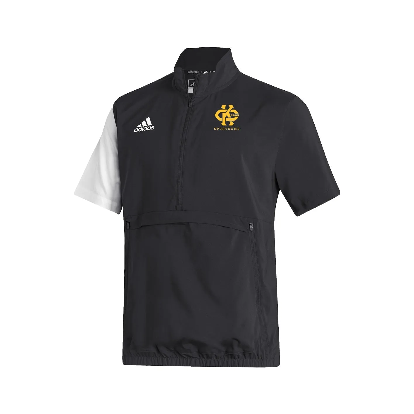 Stadium 1/4 Zip Woven Short Sleeve - black - white