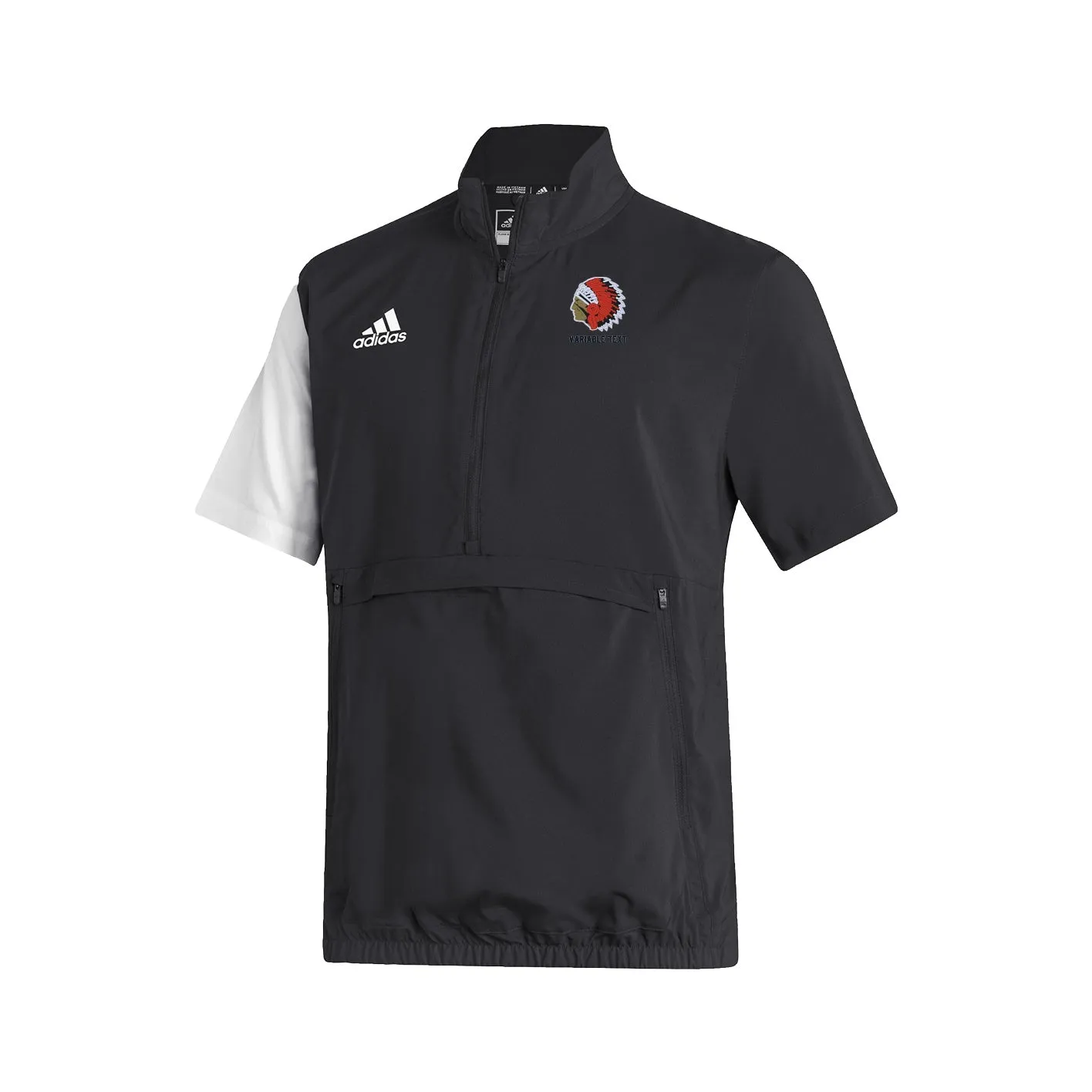 Stadium 1/4 Zip Woven Short Sleeve - black - white