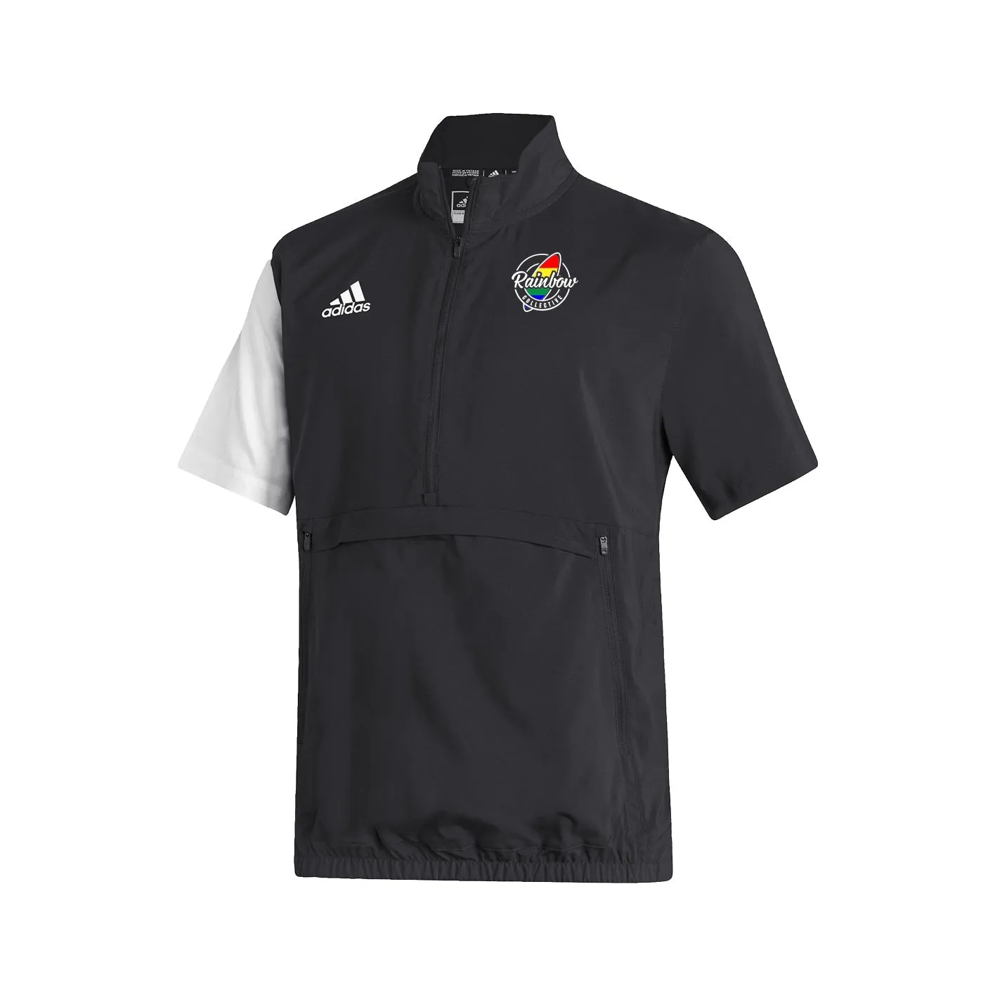 Stadium 1/4 Zip Woven Short Sleeve - black - white