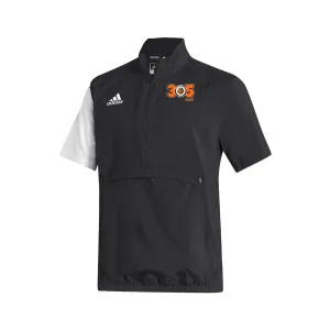 Stadium 1/4 Zip Woven Short Sleeve - black - white