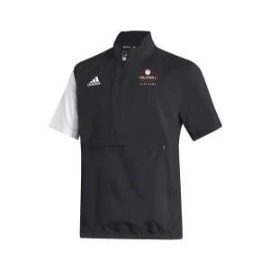 Stadium 1/4 Zip Woven Short Sleeve - black - white