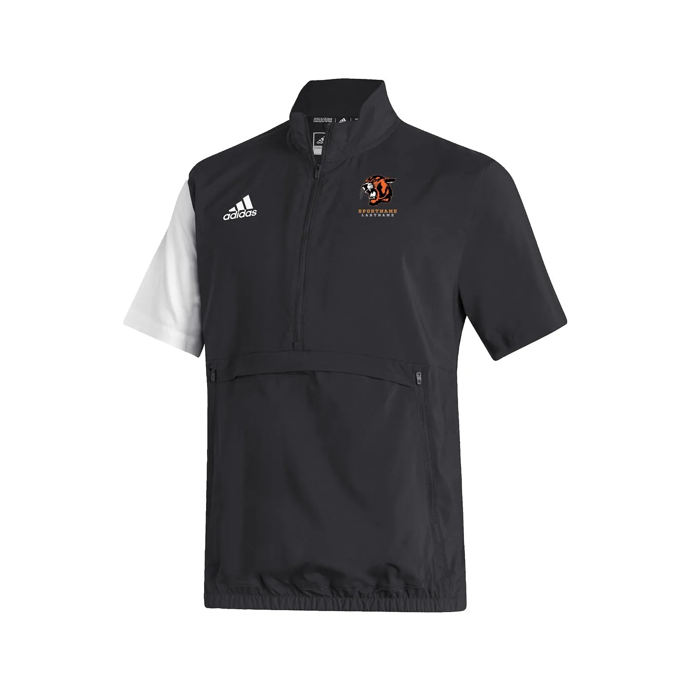 Stadium 1/4 Zip Woven Short Sleeve - Black - White