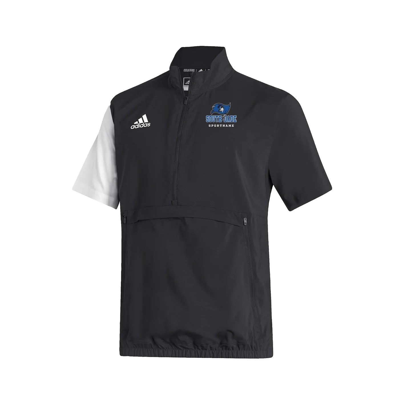 Stadium 1/4 Zip Woven Short Sleeve - black - white