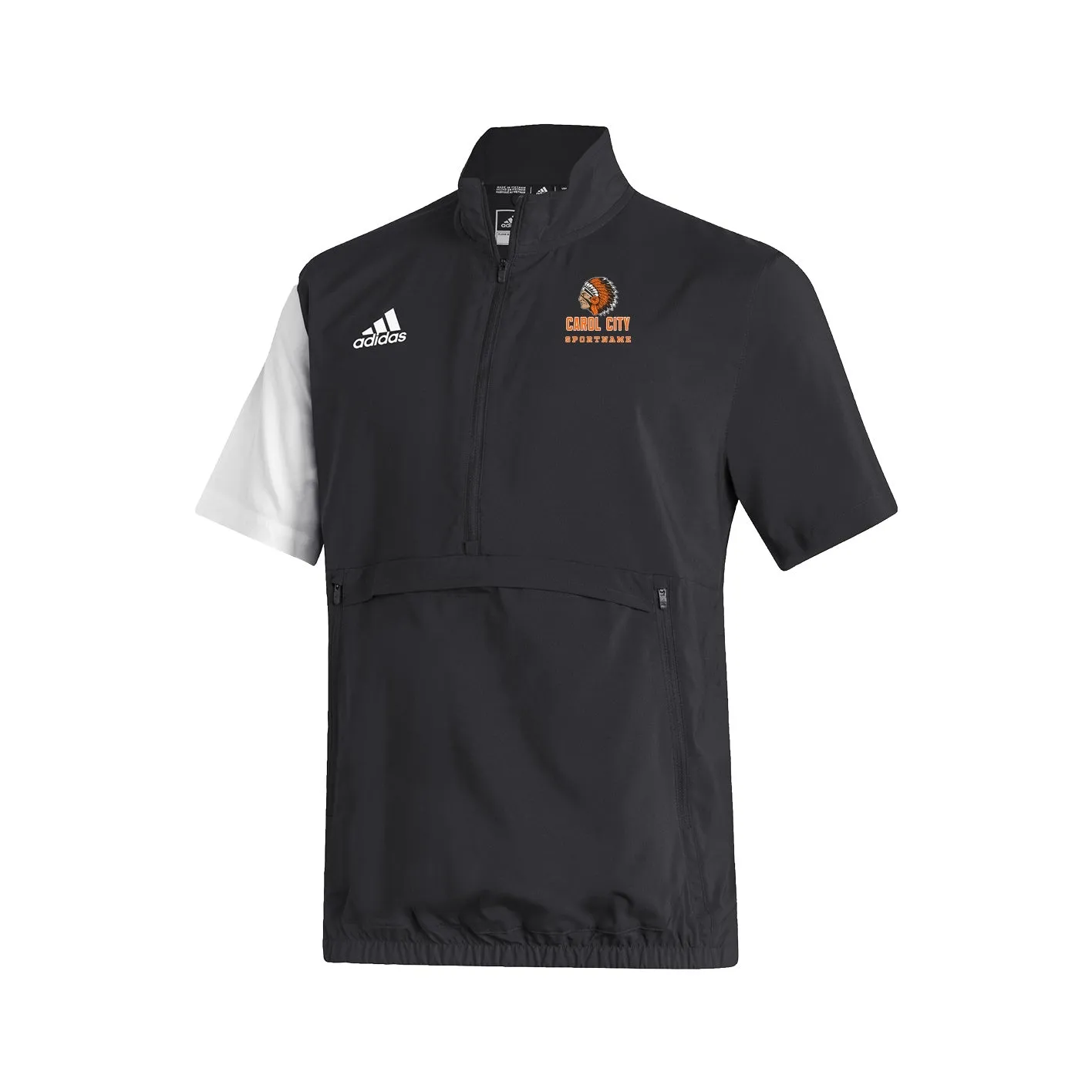 Stadium 1/4 Zip Woven Short Sleeve - black - white