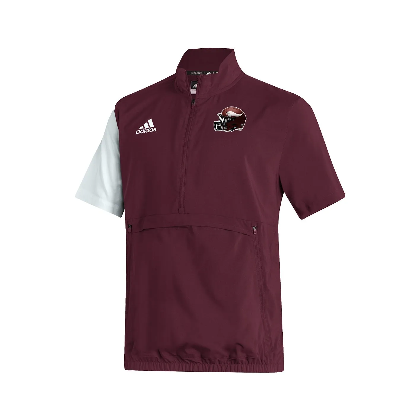 Stadium 1/4 Zip Woven Short Sleeve - maroon - white