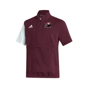 Stadium 1/4 Zip Woven Short Sleeve - maroon - white