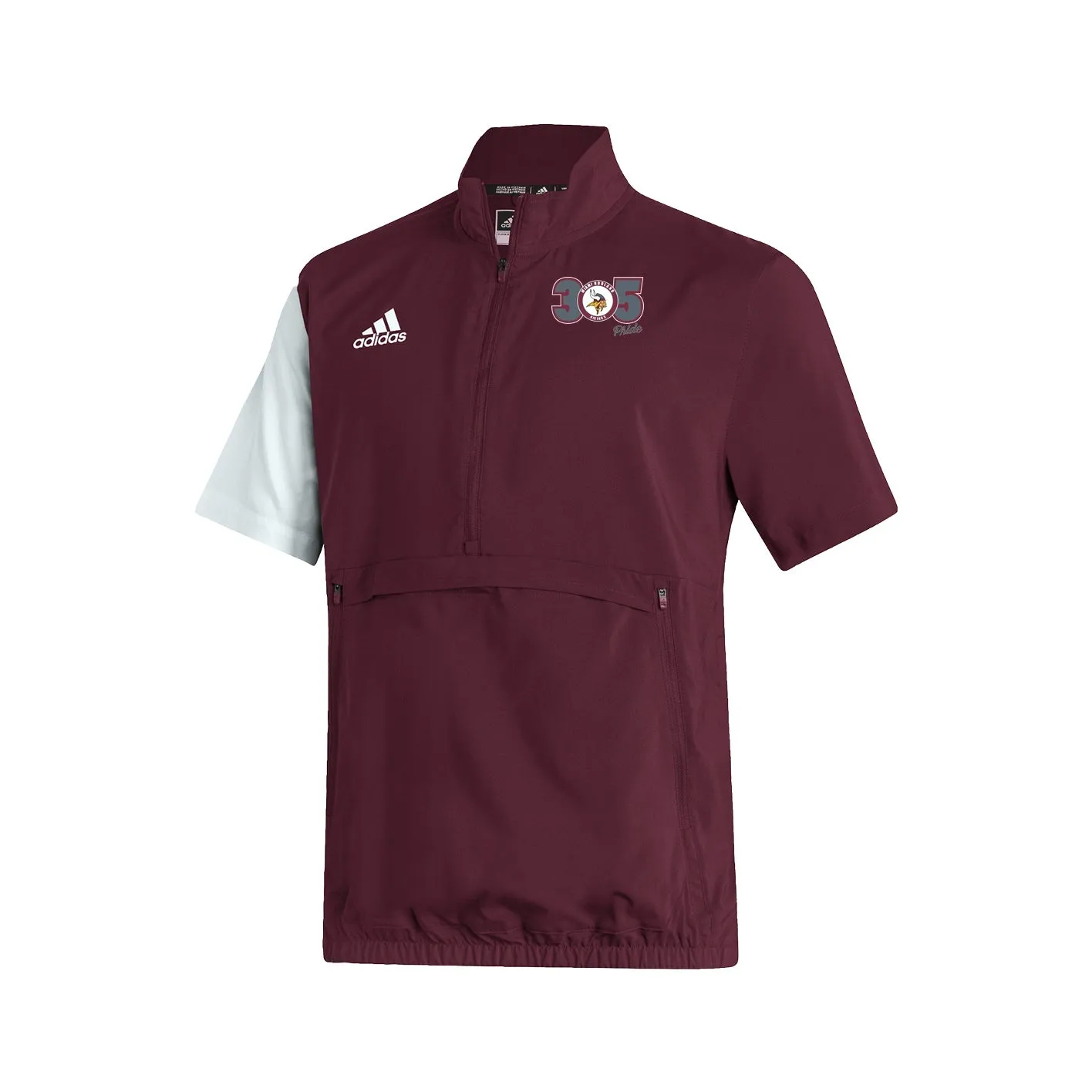 Stadium 1/4 Zip Woven Short Sleeve - Maroon - White