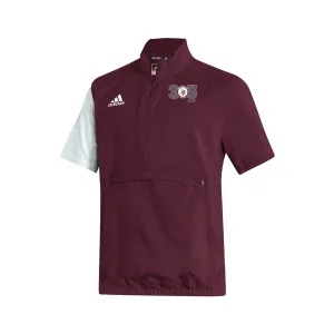 Stadium 1/4 Zip Woven Short Sleeve - Maroon - White