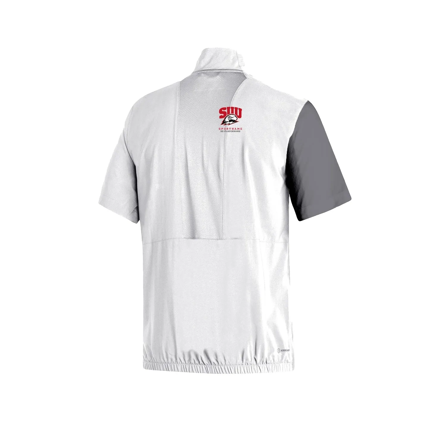 Stadium 1/4 Zip Woven Short Sleeve - White - Grey