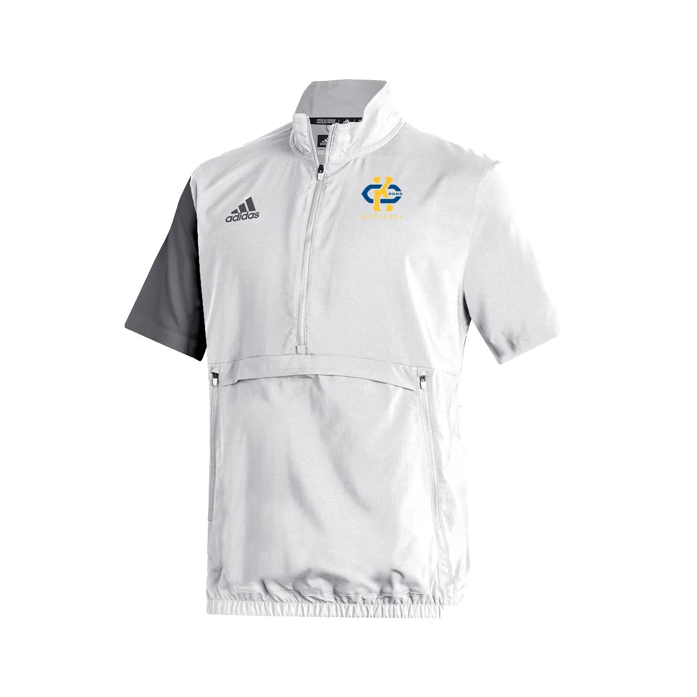 Stadium 1/4 Zip Woven Short Sleeve - white - grey
