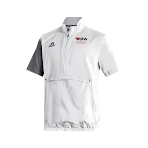 Stadium 1/4 Zip Woven Short Sleeve - White - Grey
