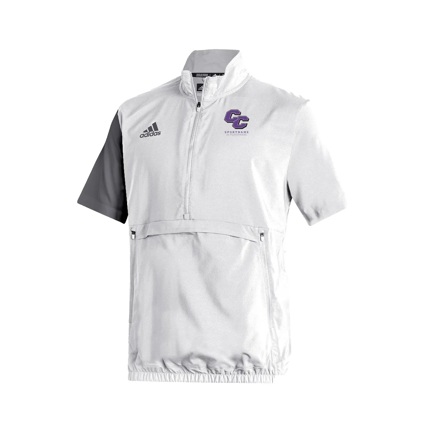 Stadium 1/4 Zip Woven Short Sleeve - White - Grey