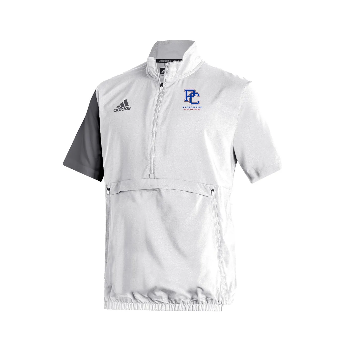 Stadium 1/4 Zip Woven Short Sleeve - White - Grey