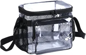 Stadium Approved Clear Lunch Bag - Heavy Duty Medium Transparent Box for Work Correctional Officers Men & Women (black)