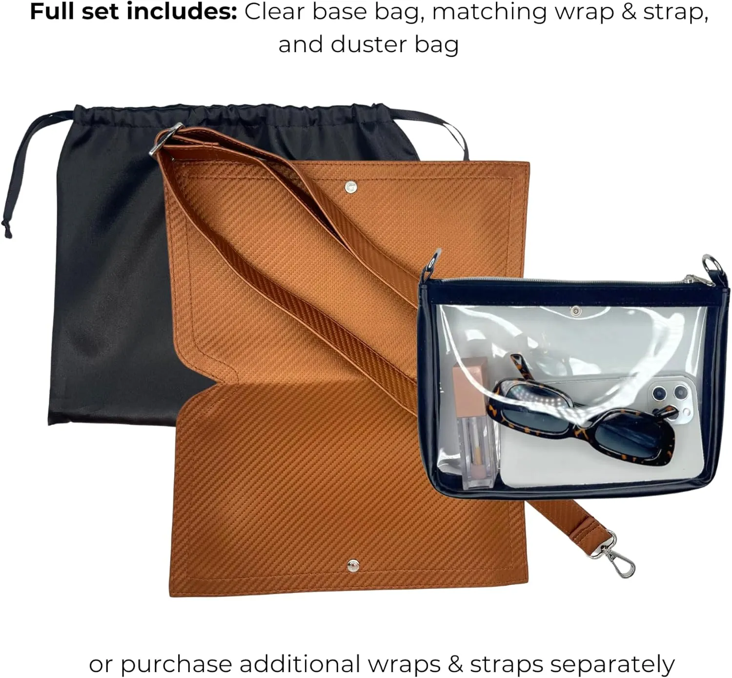 Stadium Bag Full Set - Clear Bag with Removable Outer Wrap, Stadium Approved Clear Bag for Concerts, Sports, Events