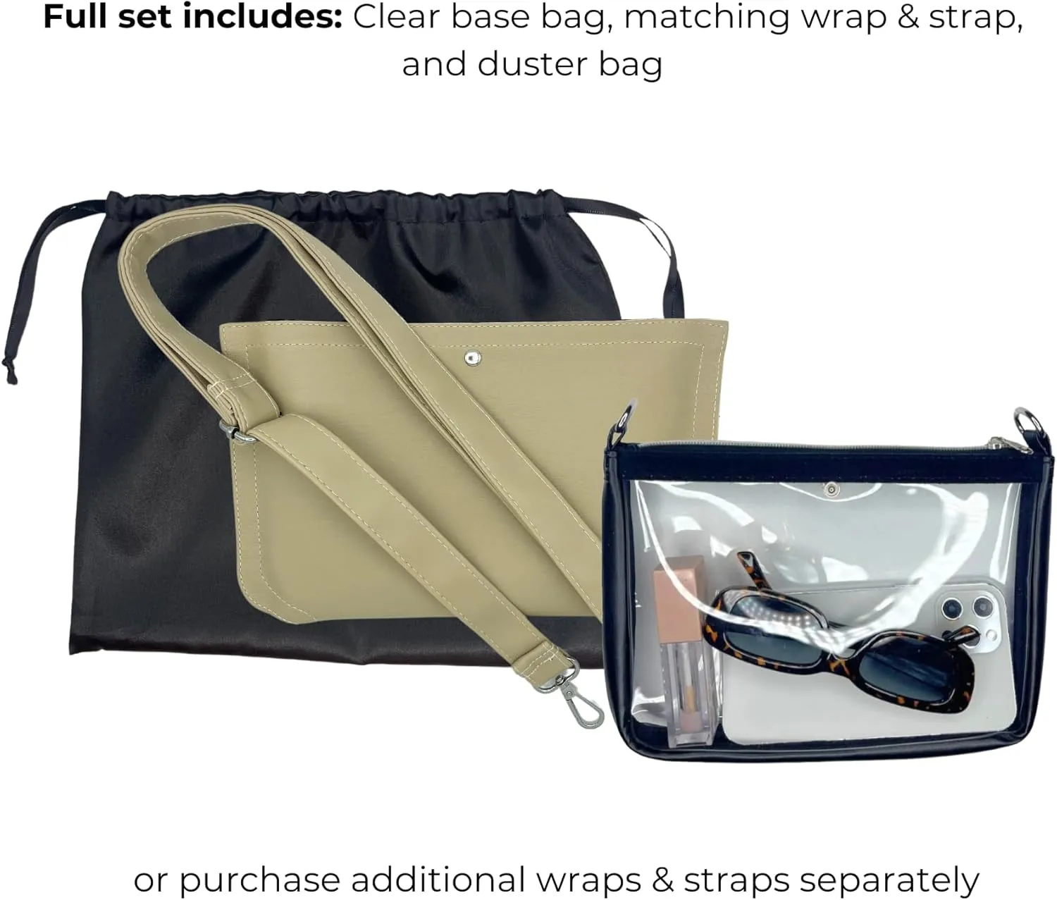 Stadium Bag Full Set - Clear Bag with Removable Outer Wrap, Stadium Approved Clear Bag for Concerts, Sports, Events