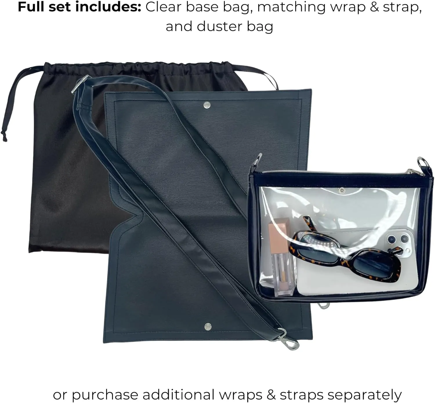 Stadium Bag Full Set - Clear Bag with Removable Outer Wrap, Stadium Approved Clear Bag for Concerts, Sports, Events