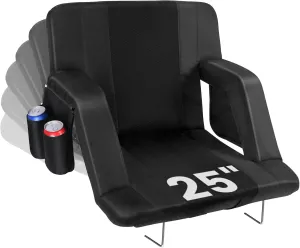 Stadium Seats with Back Support, 25" Extra Wide Bleacher Chairs with Back and Cushion, 3D Mesh Stitching Stadium Chair, 6 Reclining Positions Bleacher Seats for Sports Events