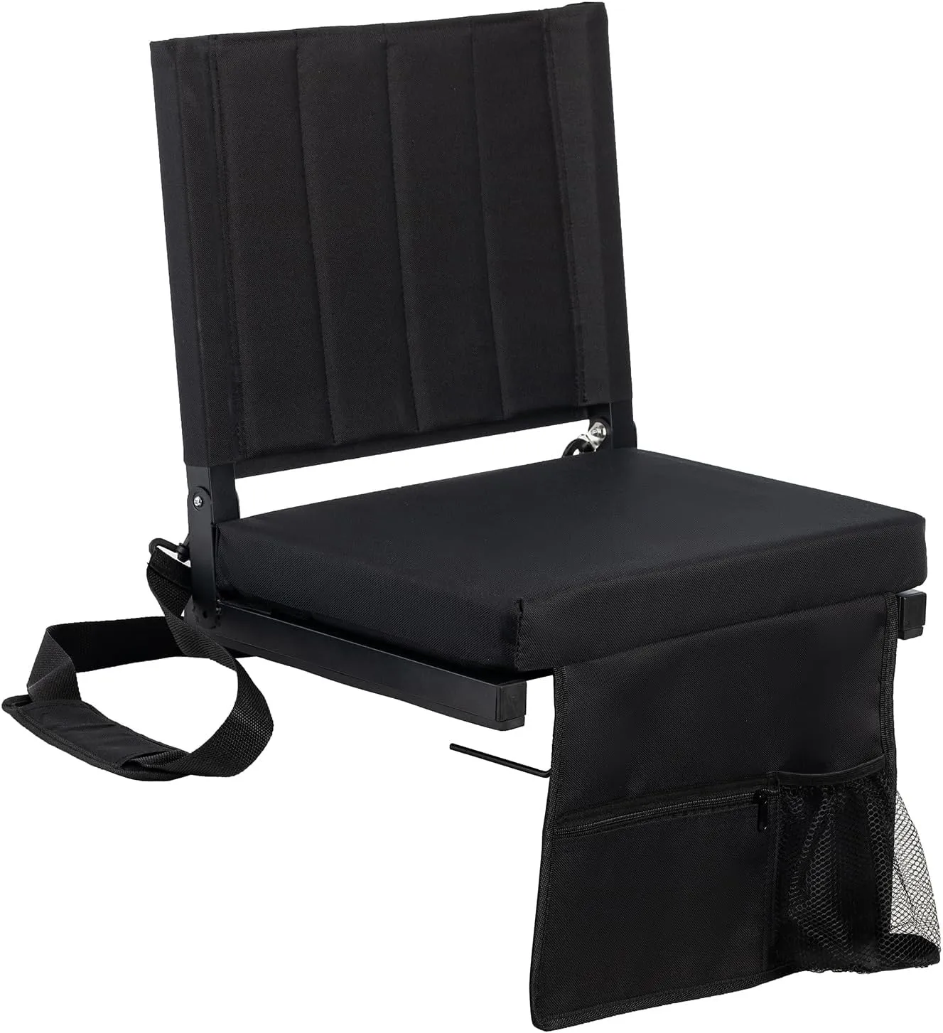 Stadium Seats with Back Support,Portable Bleacher Chair with Back and Cushion, Foldable Stadium Seats with Wide Shoulder Strap & Carry Handle,Includes Cup Holder and Side Pocket