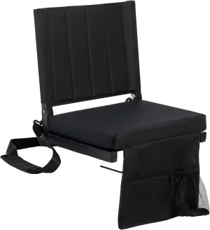 Stadium Seats with Back Support,Portable Bleacher Chair with Back and Cushion, Foldable Stadium Seats with Wide Shoulder Strap & Carry Handle,Includes Cup Holder and Side Pocket