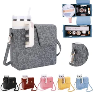Stanley Outdoor Portable Crossbody Cup Storage Bag with Purse, Crossbody Bag for Stanley Bottle