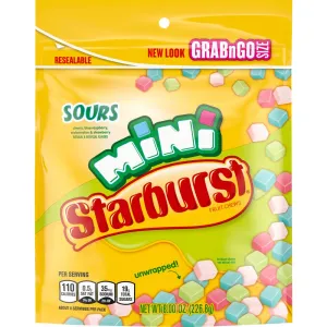 STARBURST Fruit Chews Candy - Minis Sours, 8oz (Pack of 8) - Delicious STARBURST, Mini Candy, Bulk Box