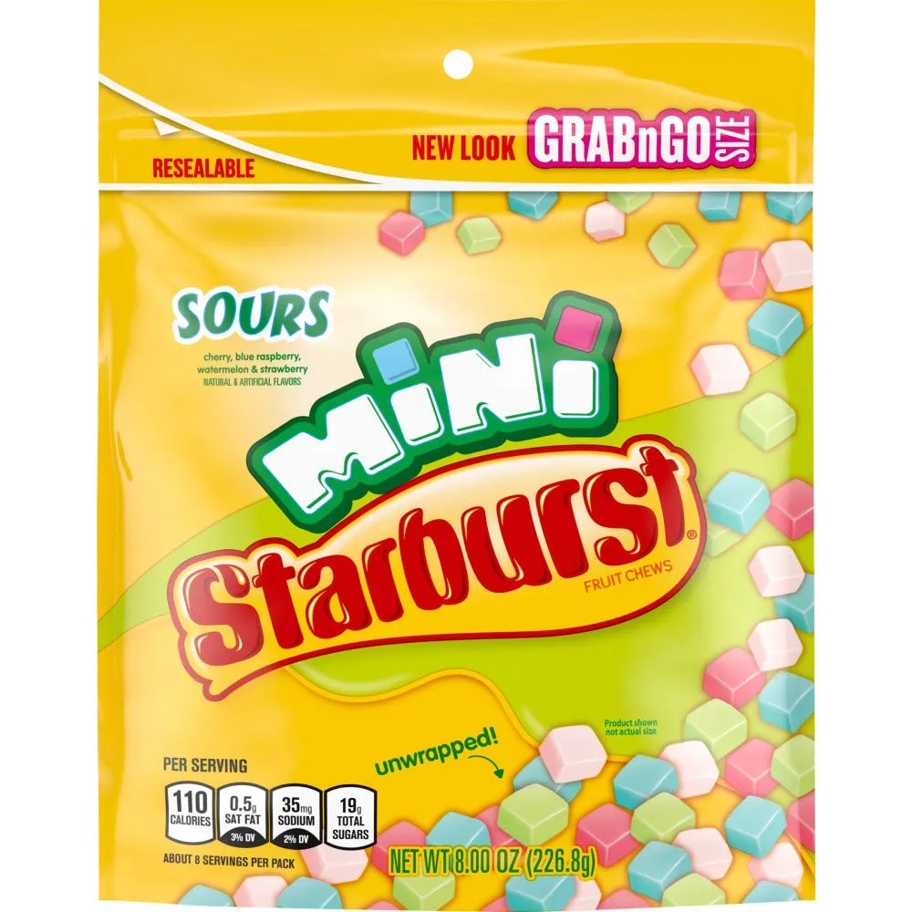 STARBURST Fruit Chews Candy - Minis Sours, 8oz (Pack of 8) - Delicious STARBURST, Mini Candy, Bulk Box
