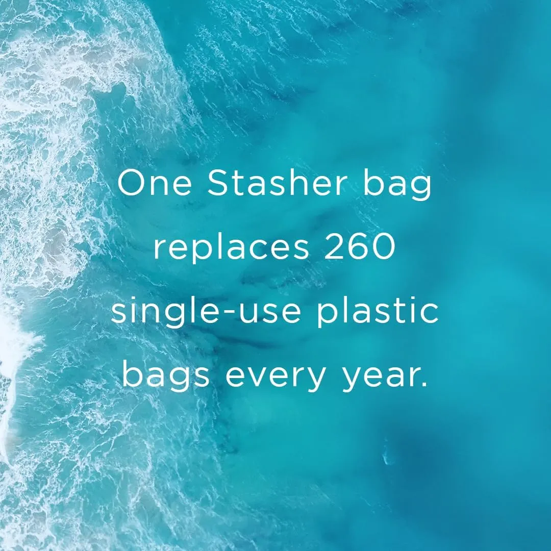 Stasher Premium Silicone Reusable Food Storage Bags, 6-Pack, Clear, Multi-Use Food Storage Bags, Lunch Bag, Travel Containers, BPA Free, Leak-free, Dishwasher-Safe, Eco-friendly