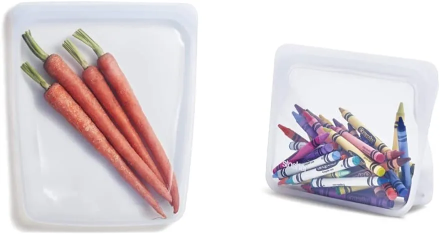 Stasher Silicone Reusable Storage Bag, 1/2 Gallon (Clear) & Silicone Reusable Storage Bag, Stand-Up Mini (Clear)