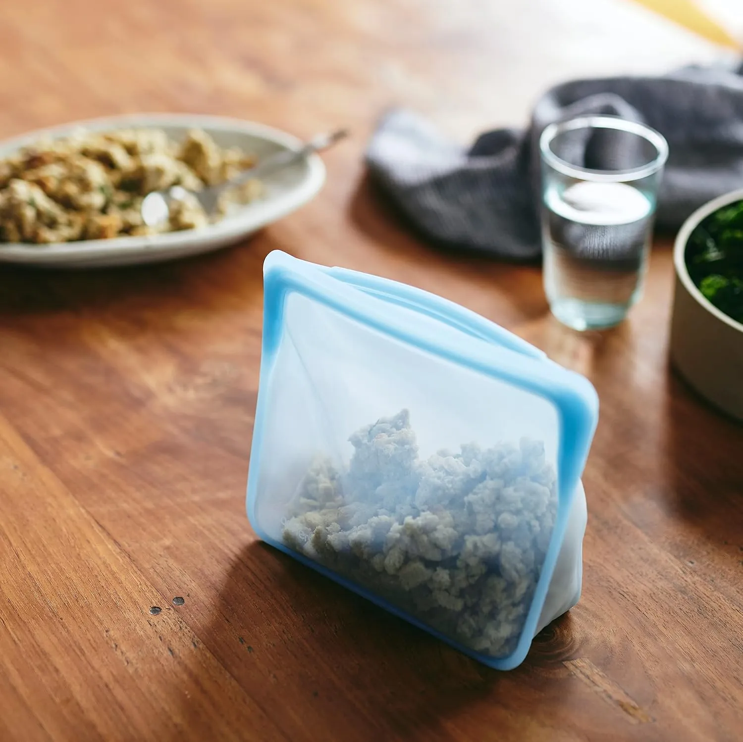 Stasher Silicone Reusable Storage Bag, 1/2 Gallon (Clear) & Silicone Reusable Storage Bag, Stand-Up Mini (Clear)