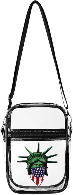 Statue of Liberty U.S. Clear Stadium Crossbody Bags Adjustable Strap Shoulder Purse for Women and Men
