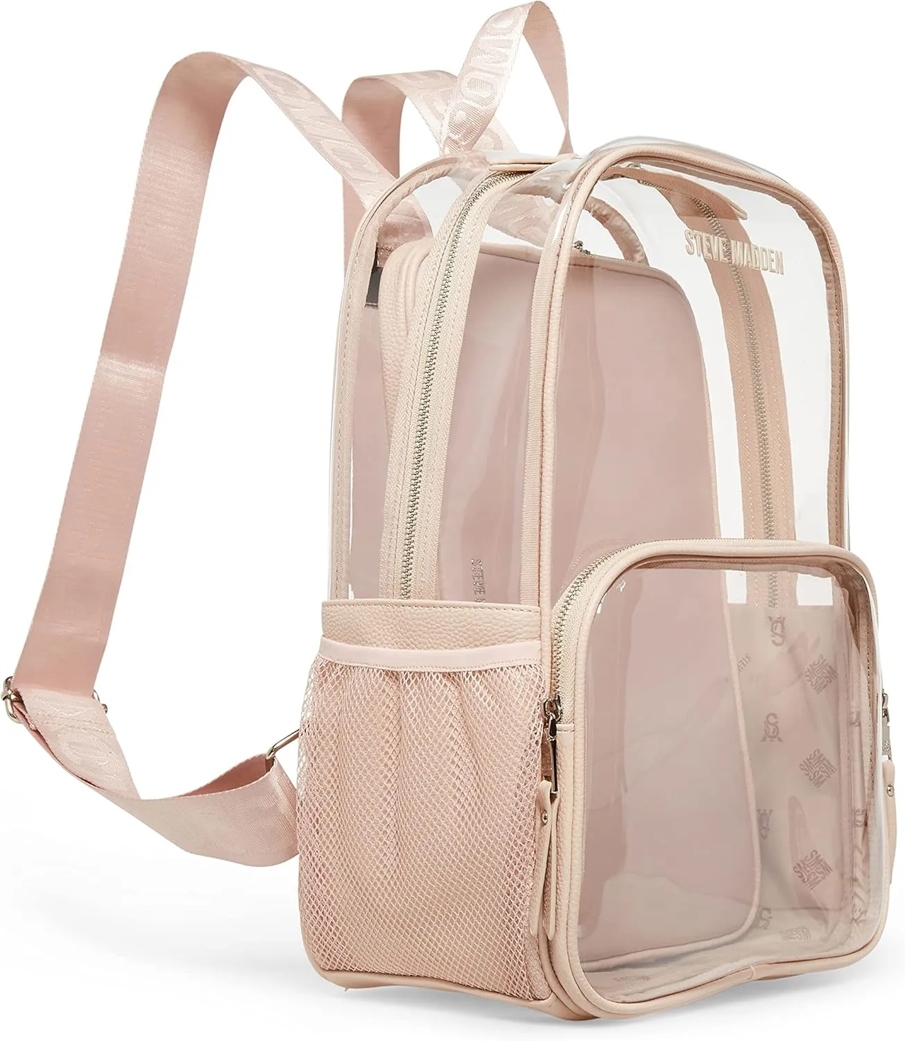 Steve Madden Clear Backpack with Tech Pouch, Nude
